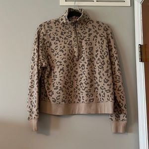 Leopard Print Quarter Zip Sweatshirt